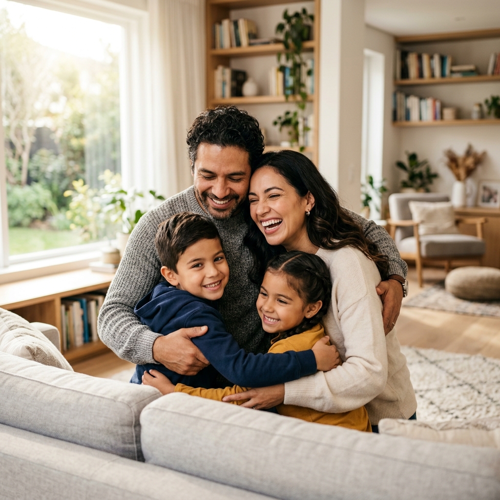 Familia feliz y protegida